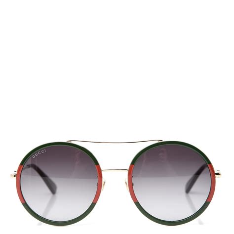 gucci green red round sunglasses